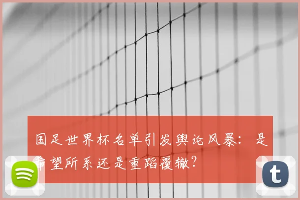 国足世界杯名单引发舆论风暴：是希望所系还是重蹈覆辙？